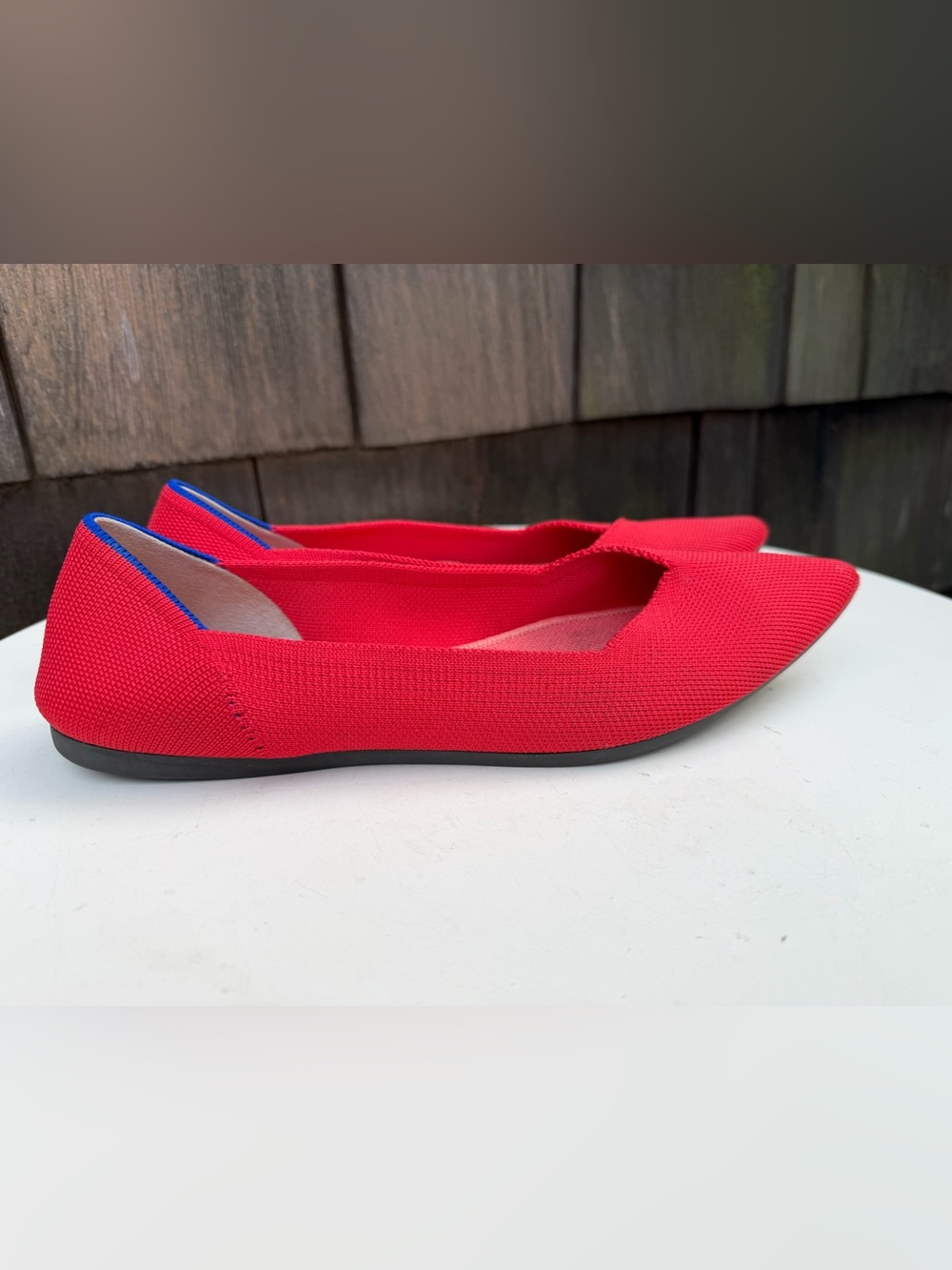 Rothy’s flat shoes neon red pointed toe slip on Sz W 8.5. - Picture 2 of 9